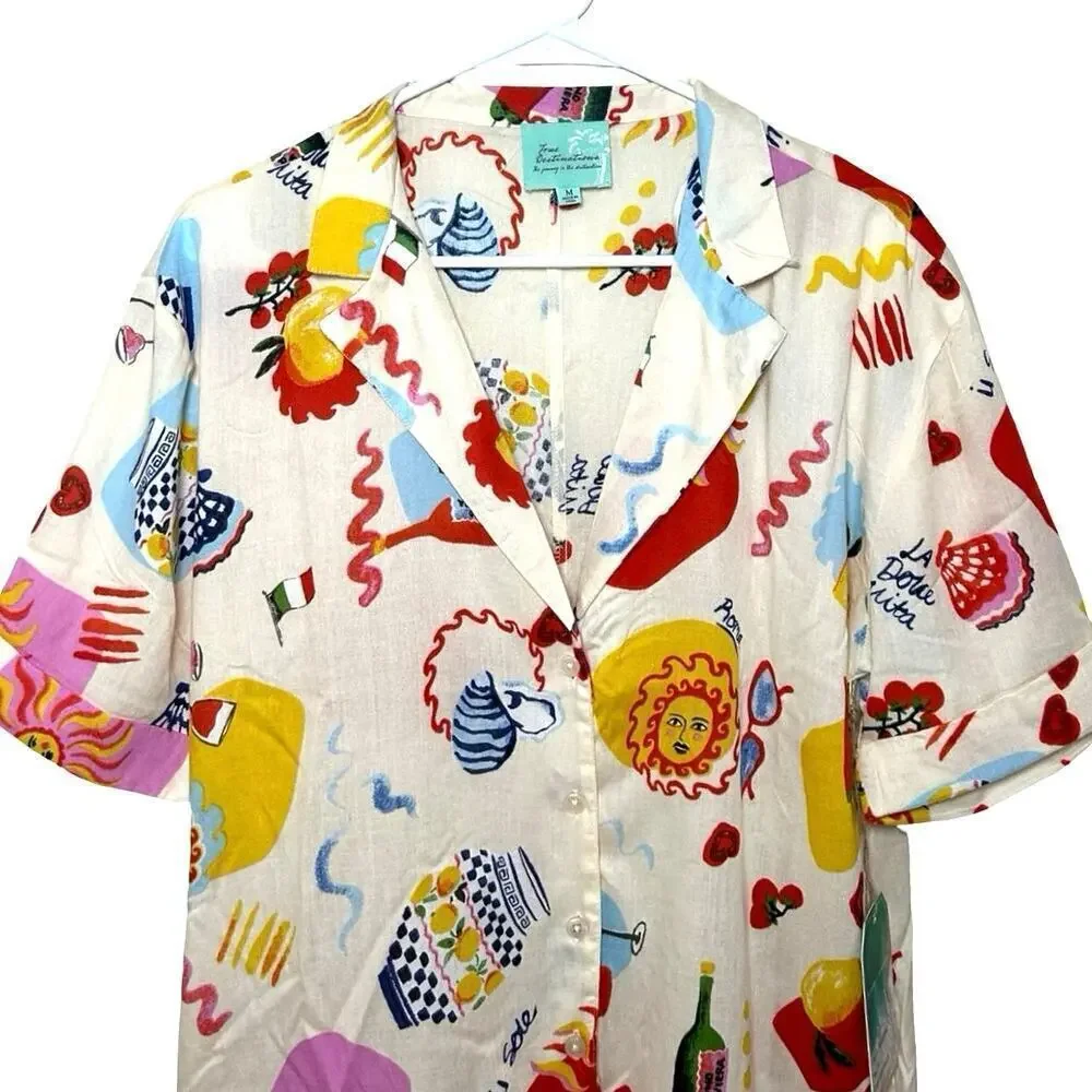 NWT True Destinations Womens Sol Party Italian Summer Romper Size Medium - Picture 3 of 7